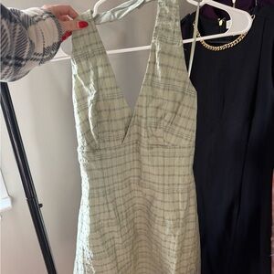 Le Lis Green Plaid Backless Dress